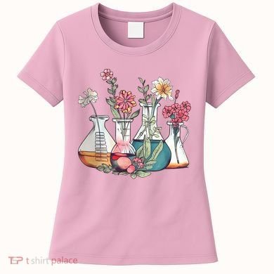 Laboratory Floral Beakers Chemistry Lab Scientist Women's T-Shirt
