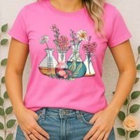 Laboratory Floral Beakers Chemistry Lab Scientist Women's T-Shirt thumb 2