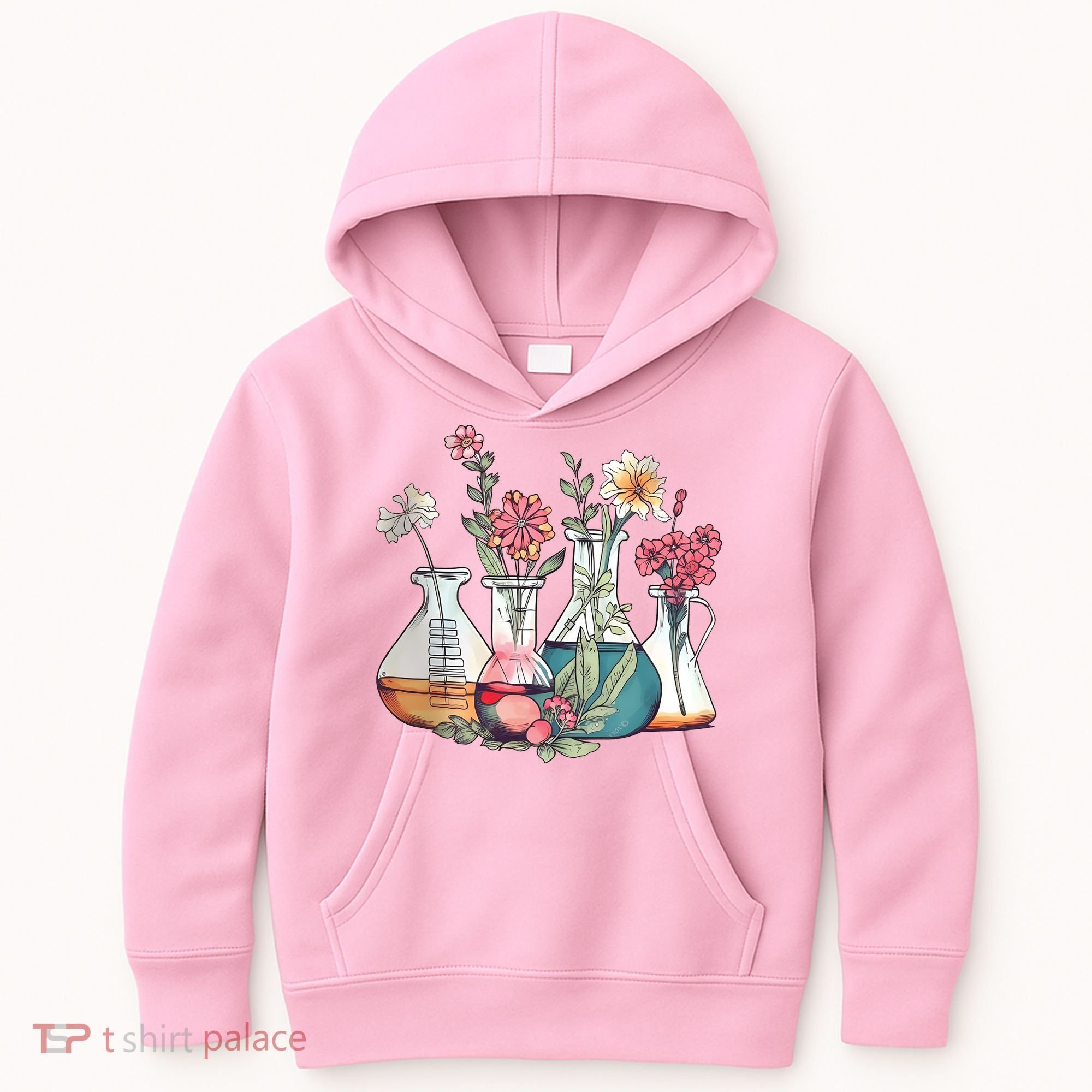 Laboratory Floral Beakers Chemistry Lab Scientist Kids Hoodie