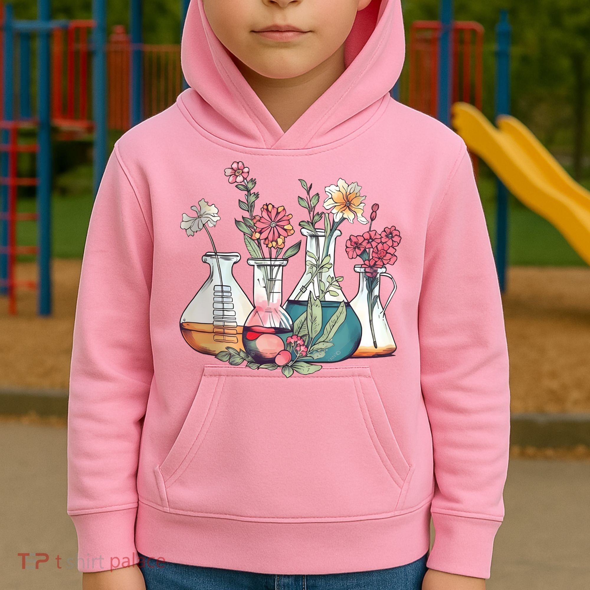 Laboratory Floral Beakers Chemistry Lab Scientist Kids Hoodie