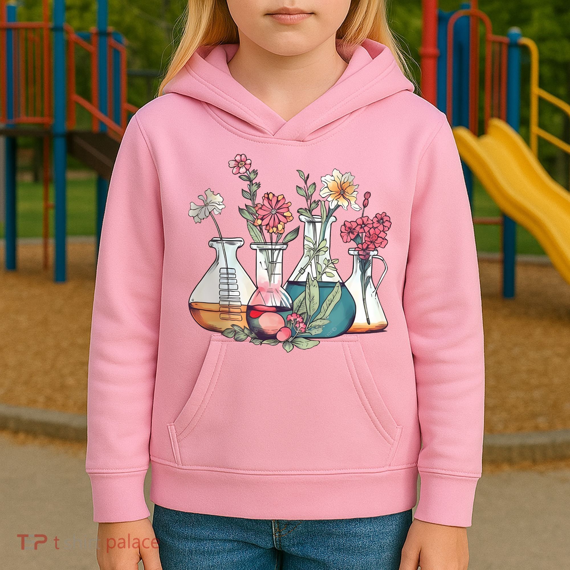 Laboratory Floral Beakers Chemistry Lab Scientist Kids Hoodie