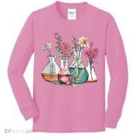 Laboratory Floral Beakers Chemistry Lab Scientist Kids Long Sleeve Shirt thumb 0