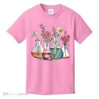 Laboratory Floral Beakers Chemistry Lab Scientist Kids T-Shirt thumb 0