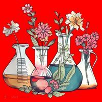Laboratory Floral Beakers Chemistry Lab Scientist Santa Hat thumb 1