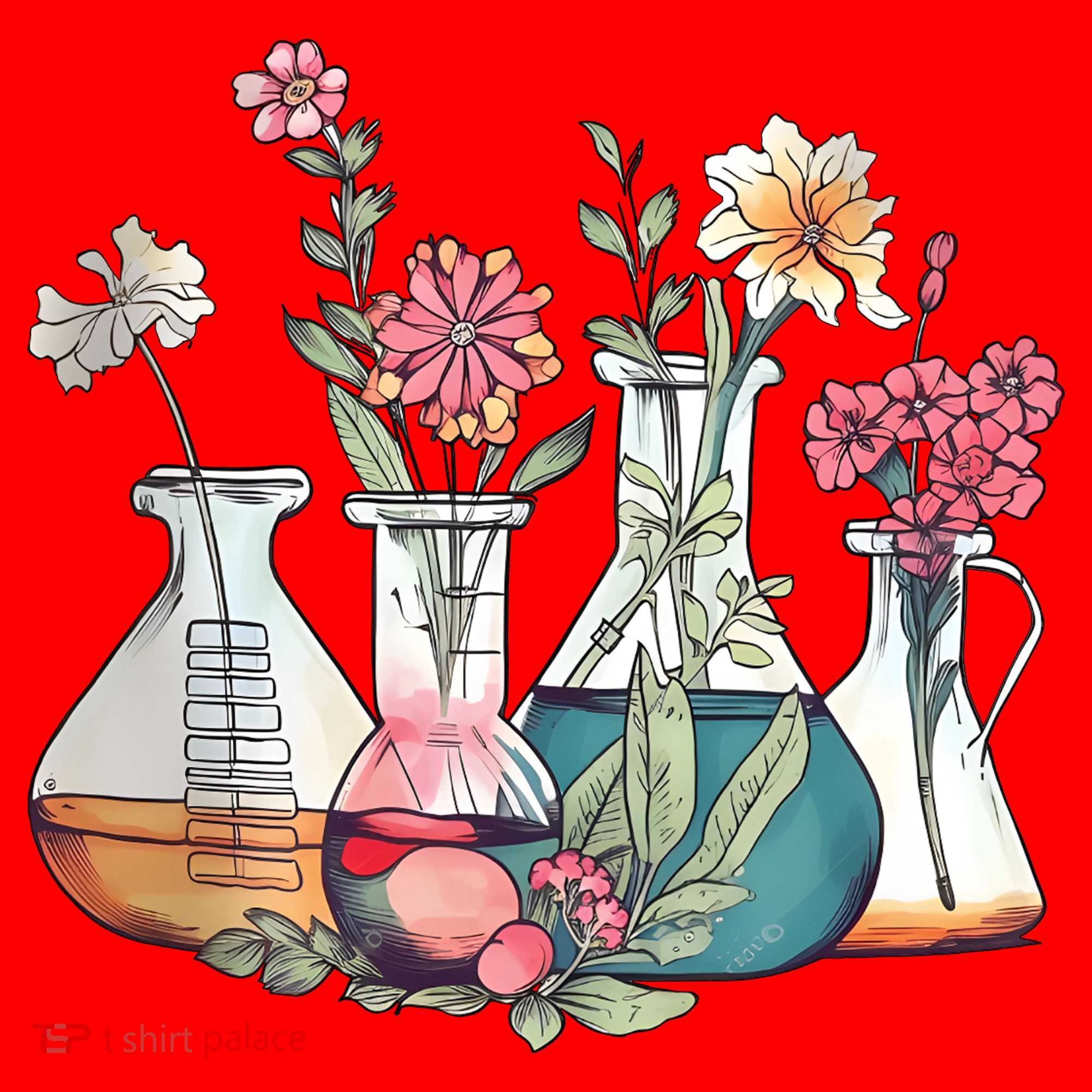 Laboratory Floral Beakers Chemistry Lab Scientist Santa Hat
