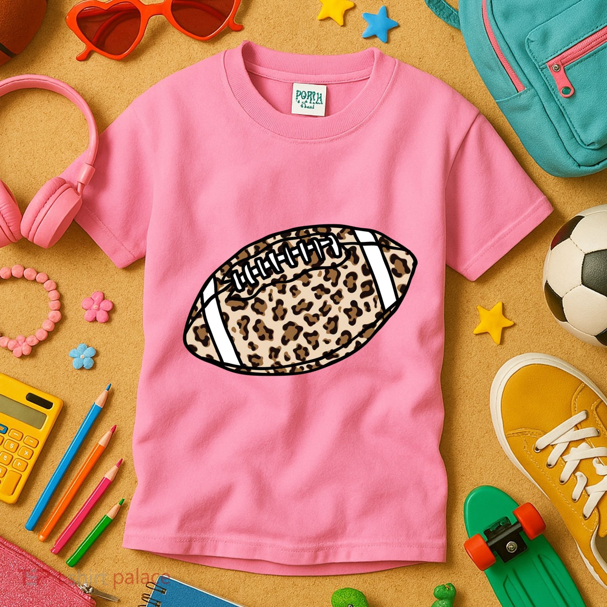 Leopard Football Cute Gift Kids T-Shirt