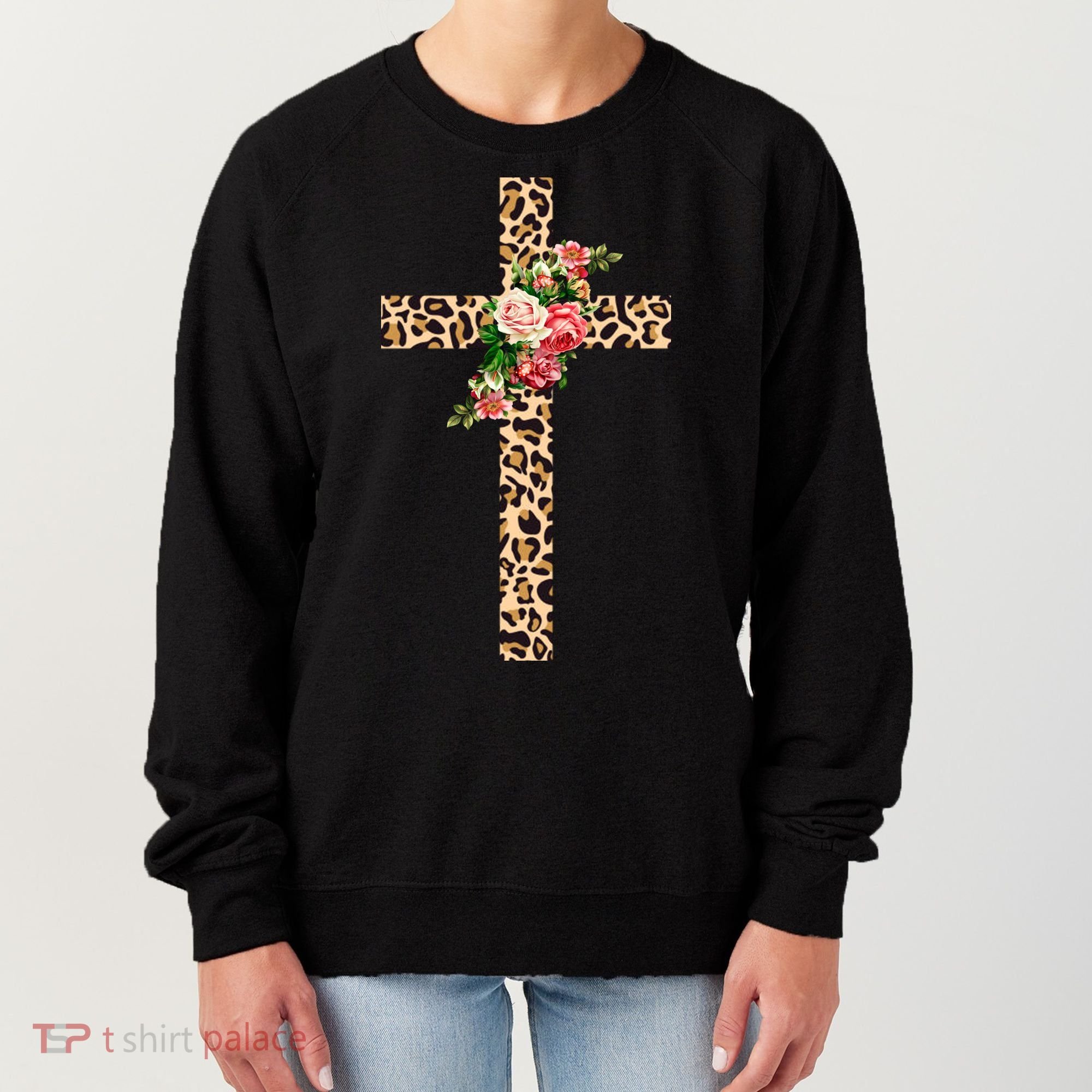 Leopard Flower Cross Women's Sweatshirt