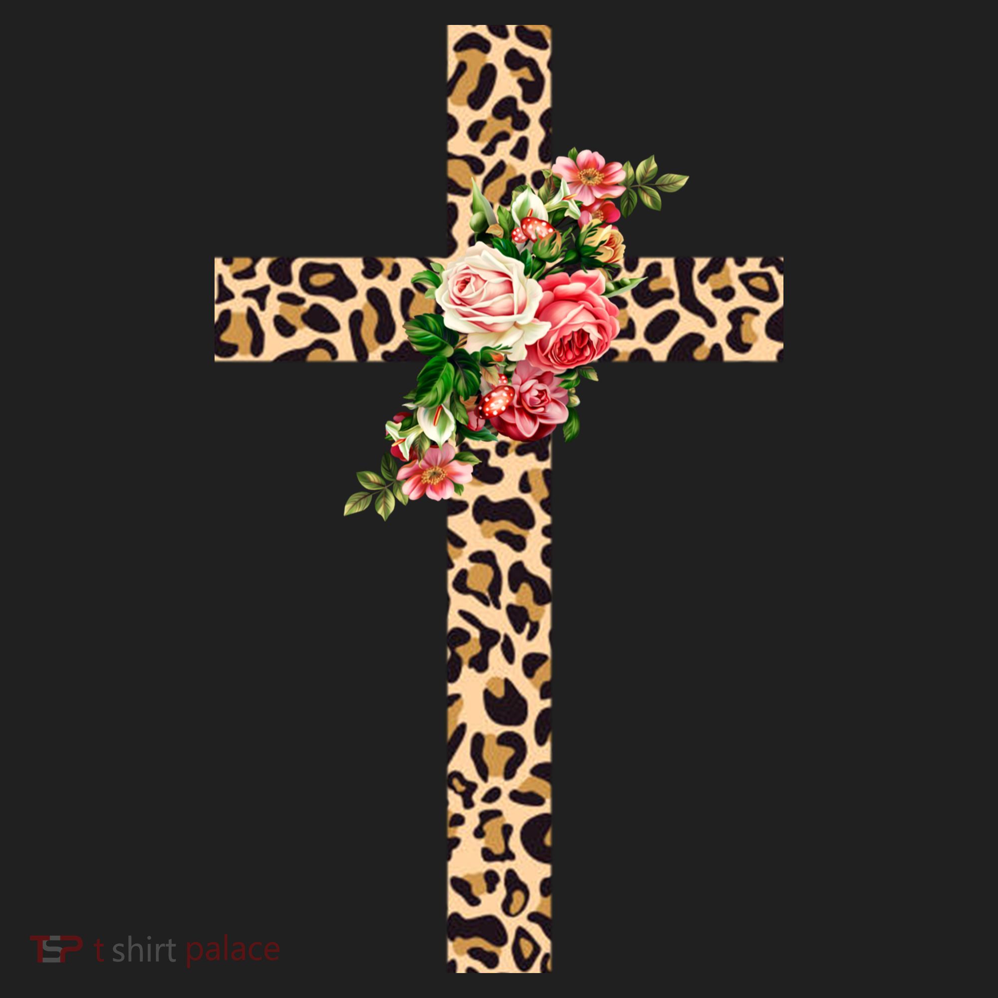 Leopard Flower Cross Beanie