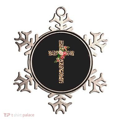 Leopard Flower Cross Ornament