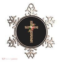 Leopard Flower Cross Ornament thumb 0