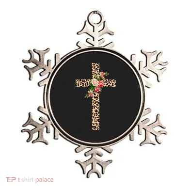Leopard Flower Cross Ornament