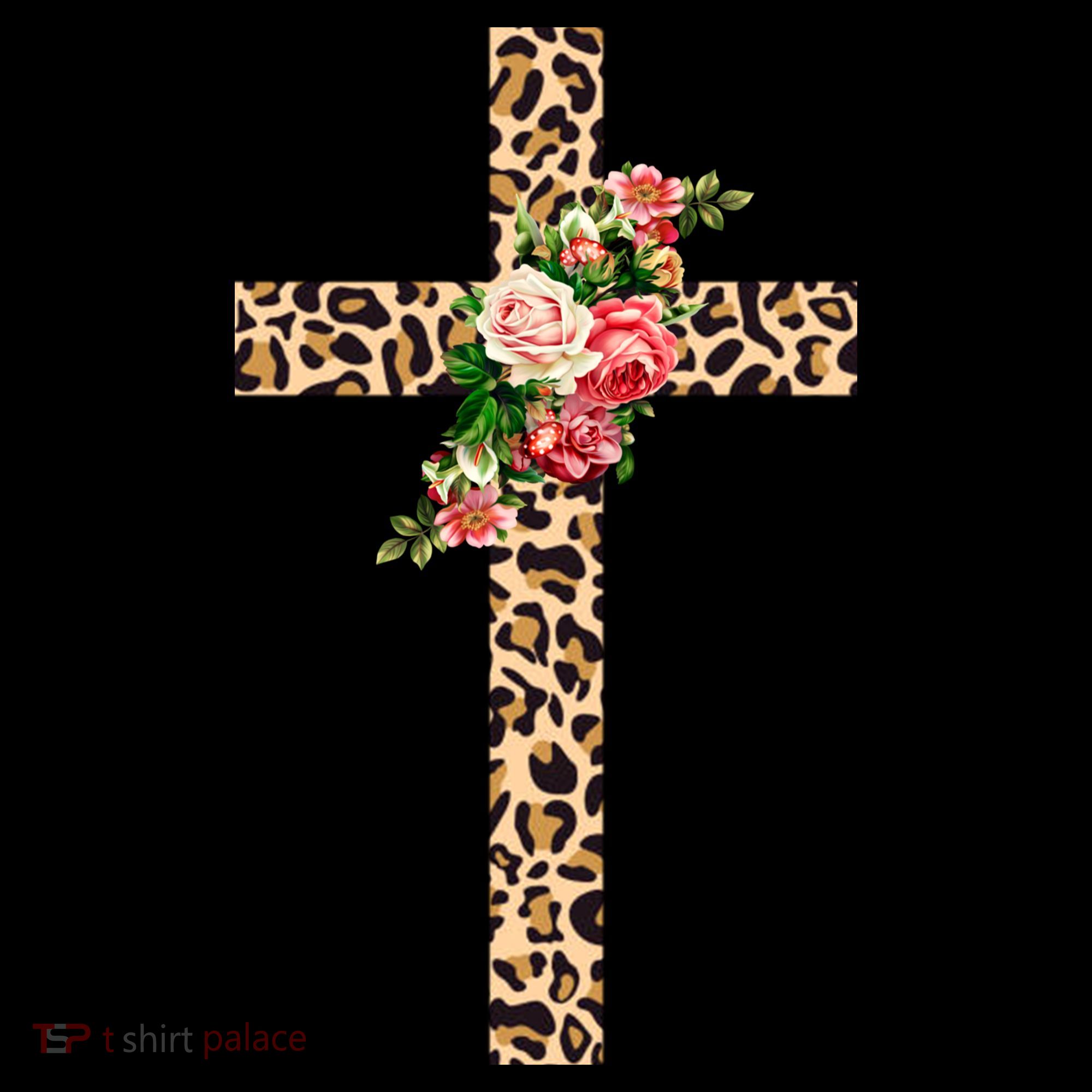 Leopard Flower Cross Ornament