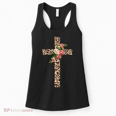 Leopard Flower Cross Women's Tank Top
