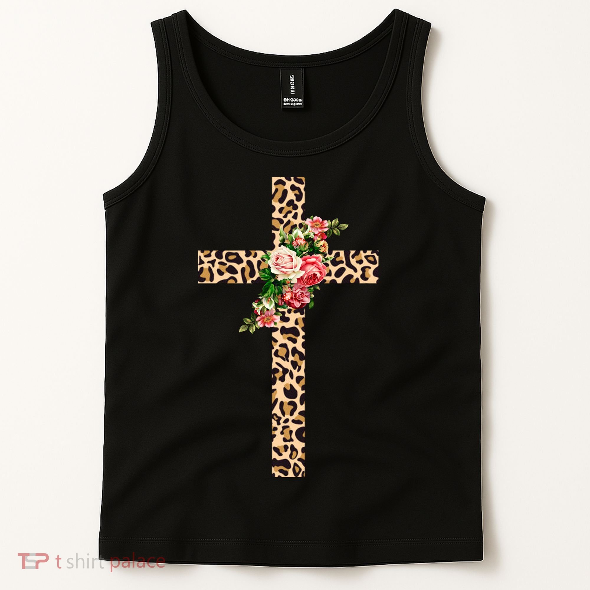 Leopard Flower Cross Tank Top