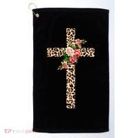 Leopard Flower Cross Golf Towel thumb 0