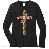 Leopard Flower Cross Women's Long Sleeve Shirt thumb 0