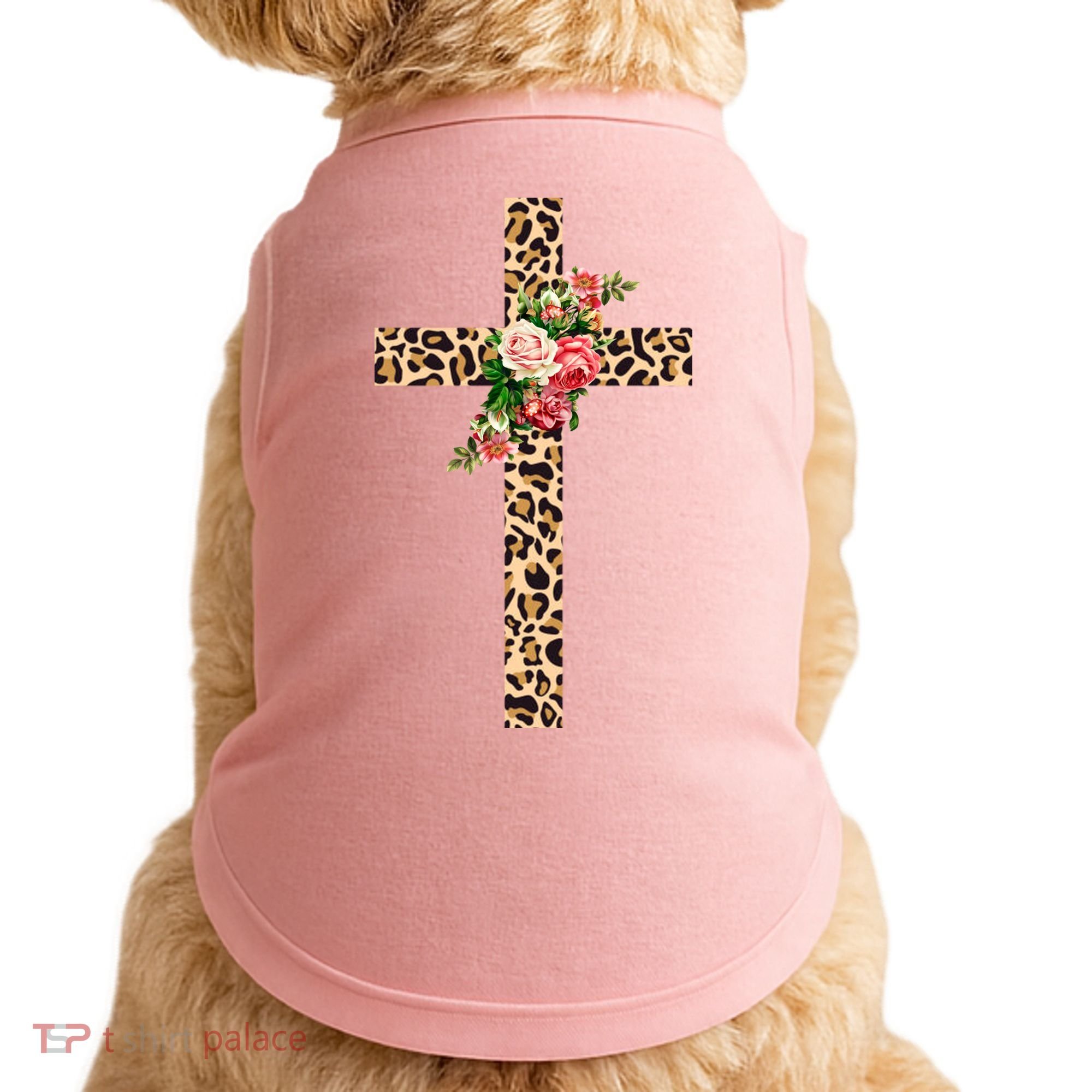 Leopard Flower Cross Doggie Tank