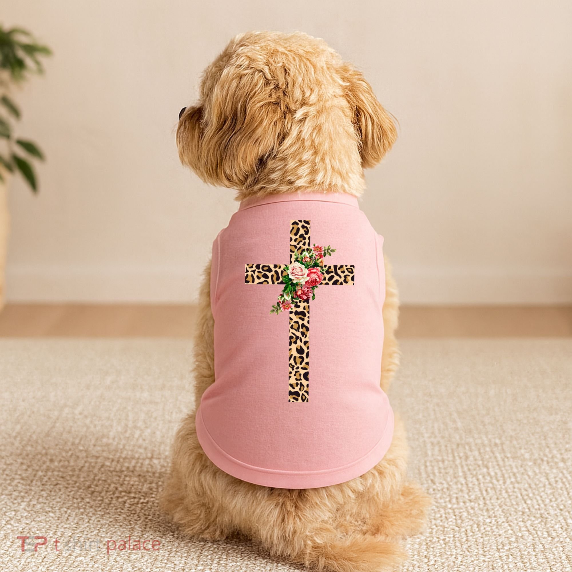 Leopard Flower Cross Doggie Tank