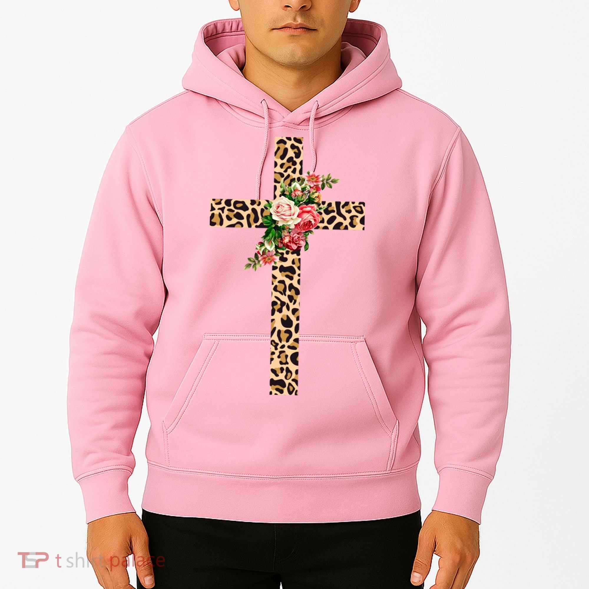 Leopard Flower Cross Hoodie