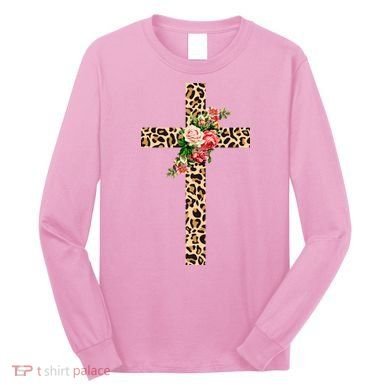 Leopard Flower Cross Long Sleeve Shirt