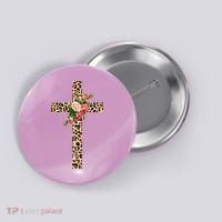 Leopard Flower Cross Button thumb 0