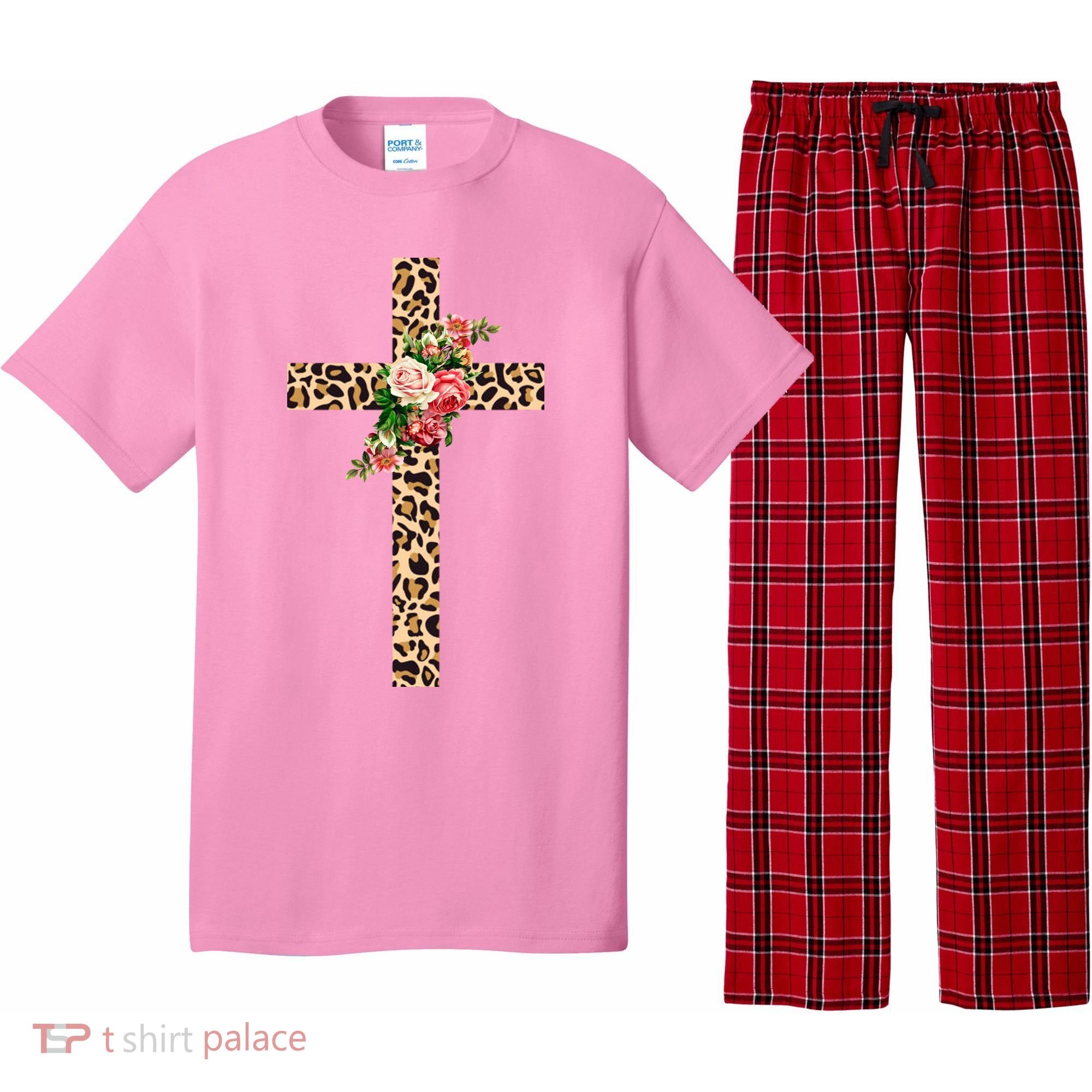 Leopard Flower Cross Pajama Set