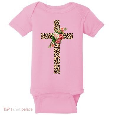 Leopard Flower Cross Baby Bodysuit