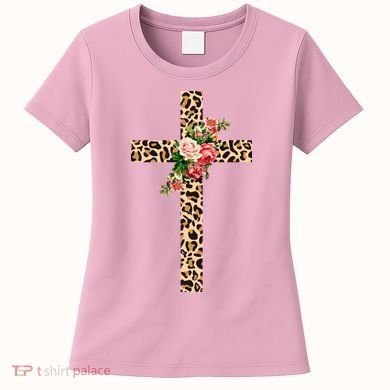 Leopard Flower Cross Women's T-Shirt