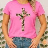 Leopard Flower Cross Women's T-Shirt thumb 2