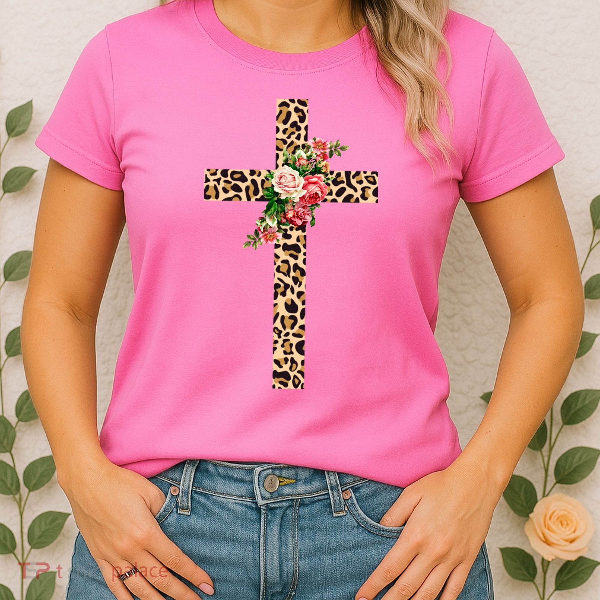 Leopard Flower Cross Women's T-Shirt
