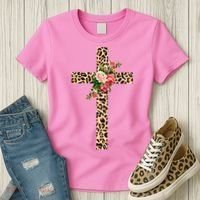 Leopard Flower Cross Women's T-Shirt thumb 3