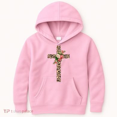 Leopard Flower Cross Kids Hoodie