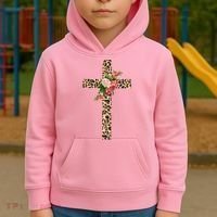 Leopard Flower Cross Kids Hoodie thumb 2