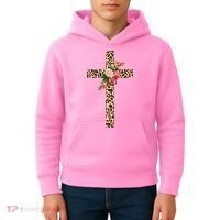 Leopard Flower Cross Kids Hoodie thumb 4