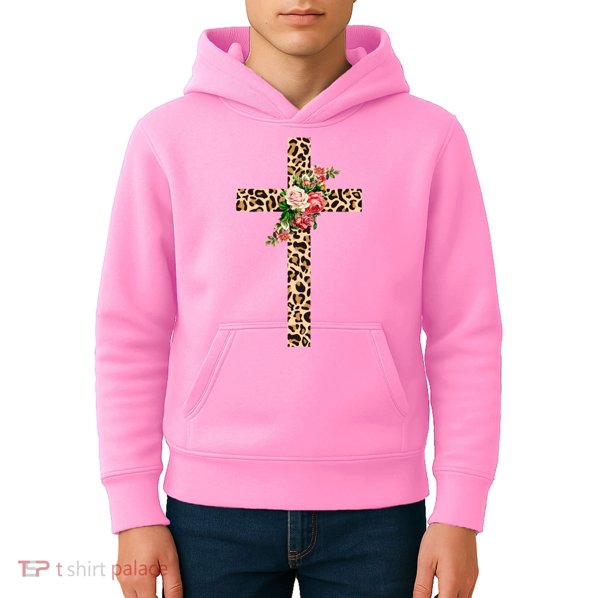 Leopard Flower Cross Kids Hoodie