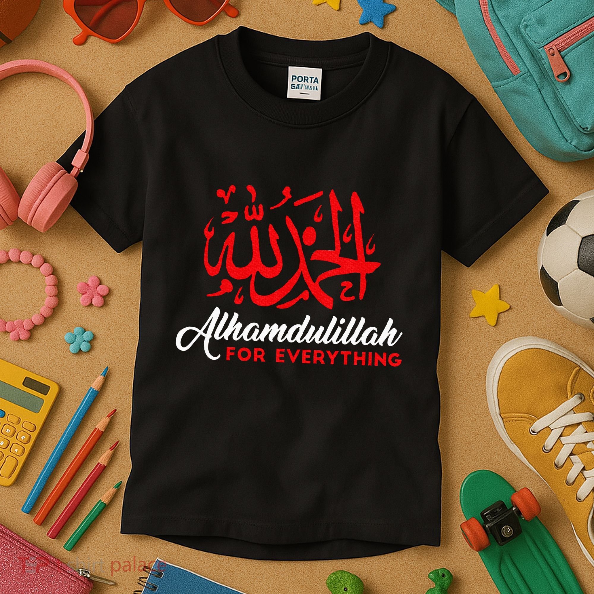 Lhamdulillah For Everything Gold Islamic For Muslim Kids T-Shirt