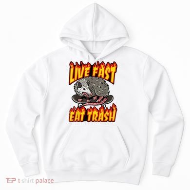 Live Fast Eat Trash Possum Vintage Funny Skateboard Hoodie