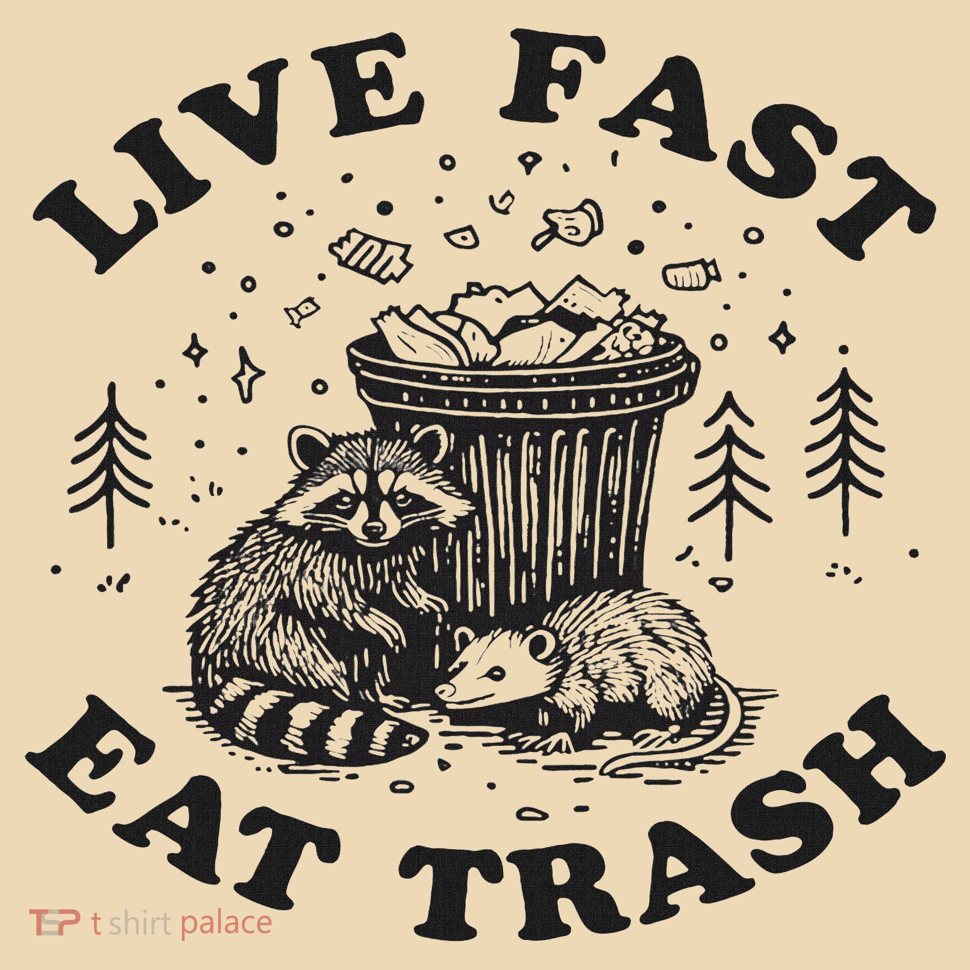 Live Fast Eat Trash Raccoon Possum Tote Bag