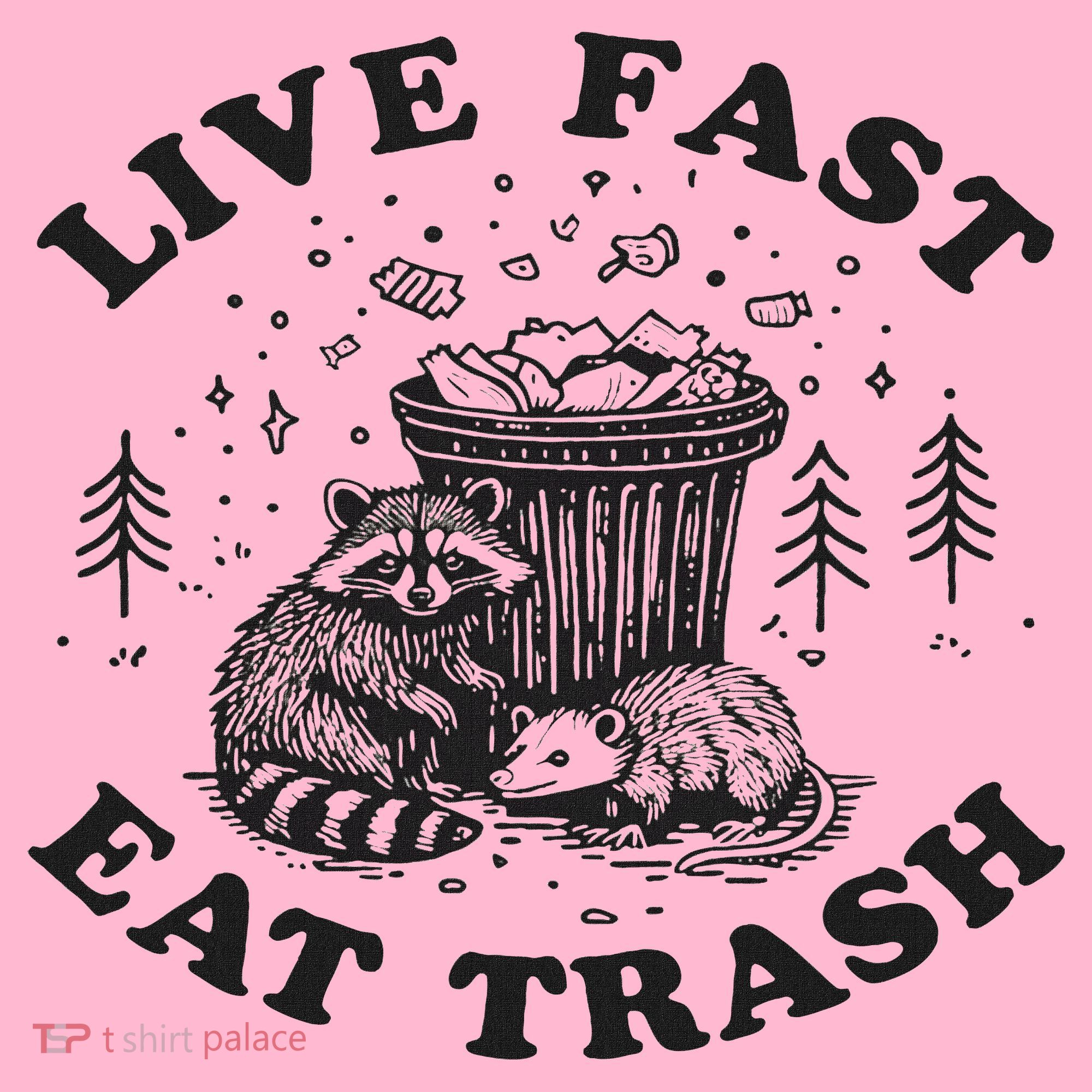 Live Fast Eat Trash Raccoon Possum Coaster