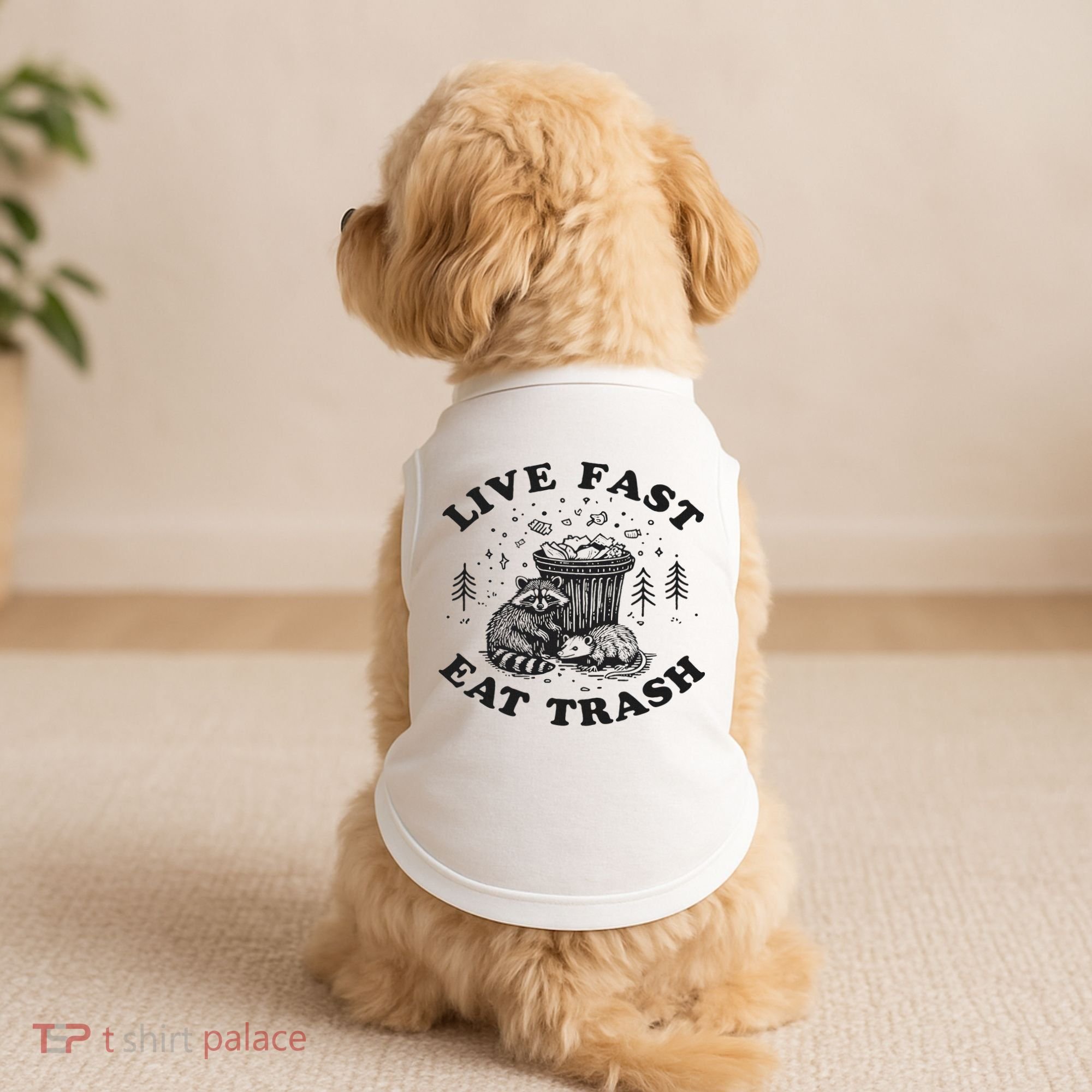 Live Fast Eat Trash Raccoon Possum Doggie Tank
