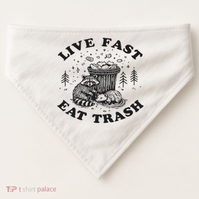 Live Fast Eat Trash Raccoon Possum USA-Made Doggie Bandana