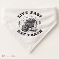 Live Fast Eat Trash Raccoon Possum USA-Made Doggie Bandana thumb 0