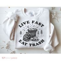 Live Fast Eat Trash Raccoon Possum Sweatshirt thumb 2