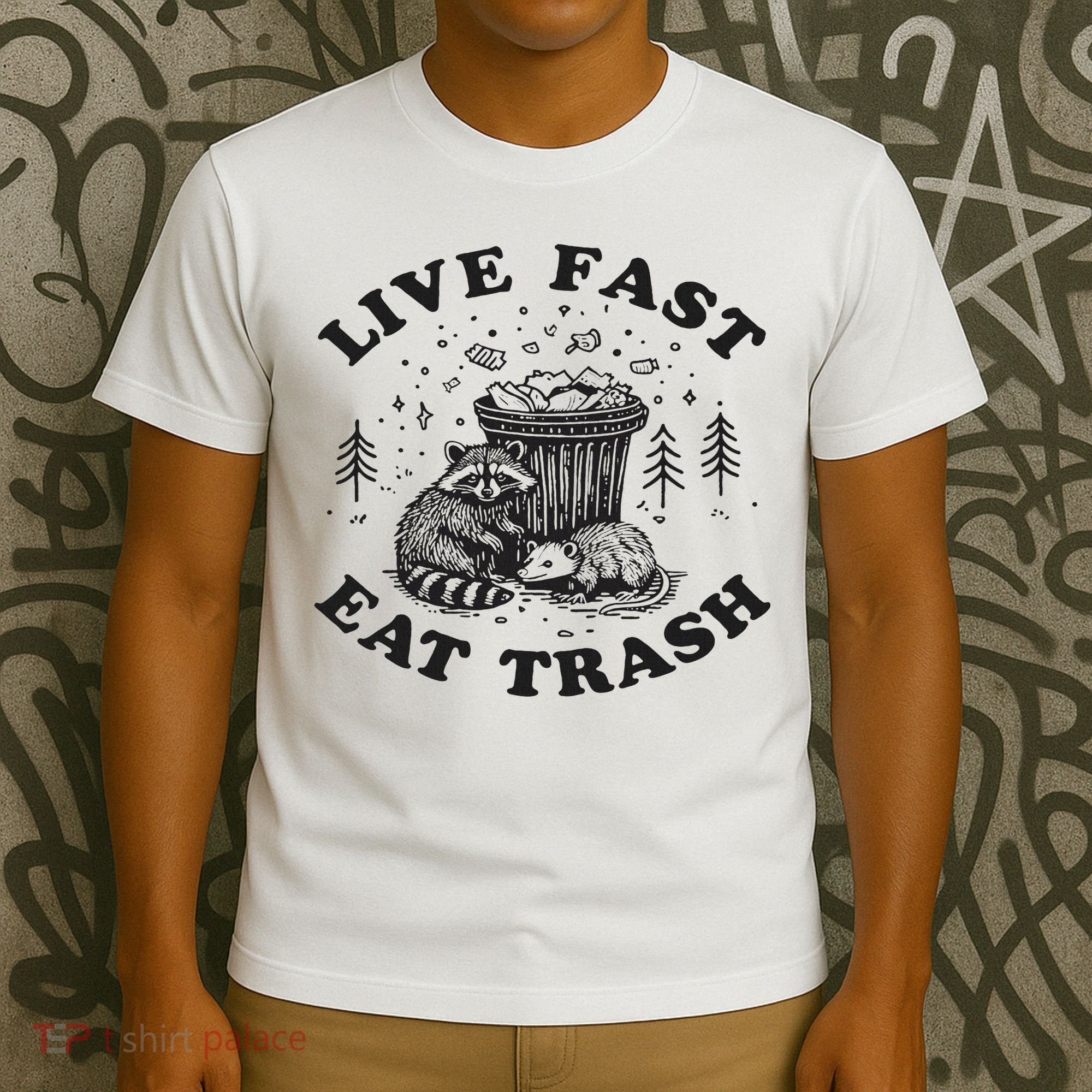 Live Fast Eat Trash Raccoon Possum T-Shirt