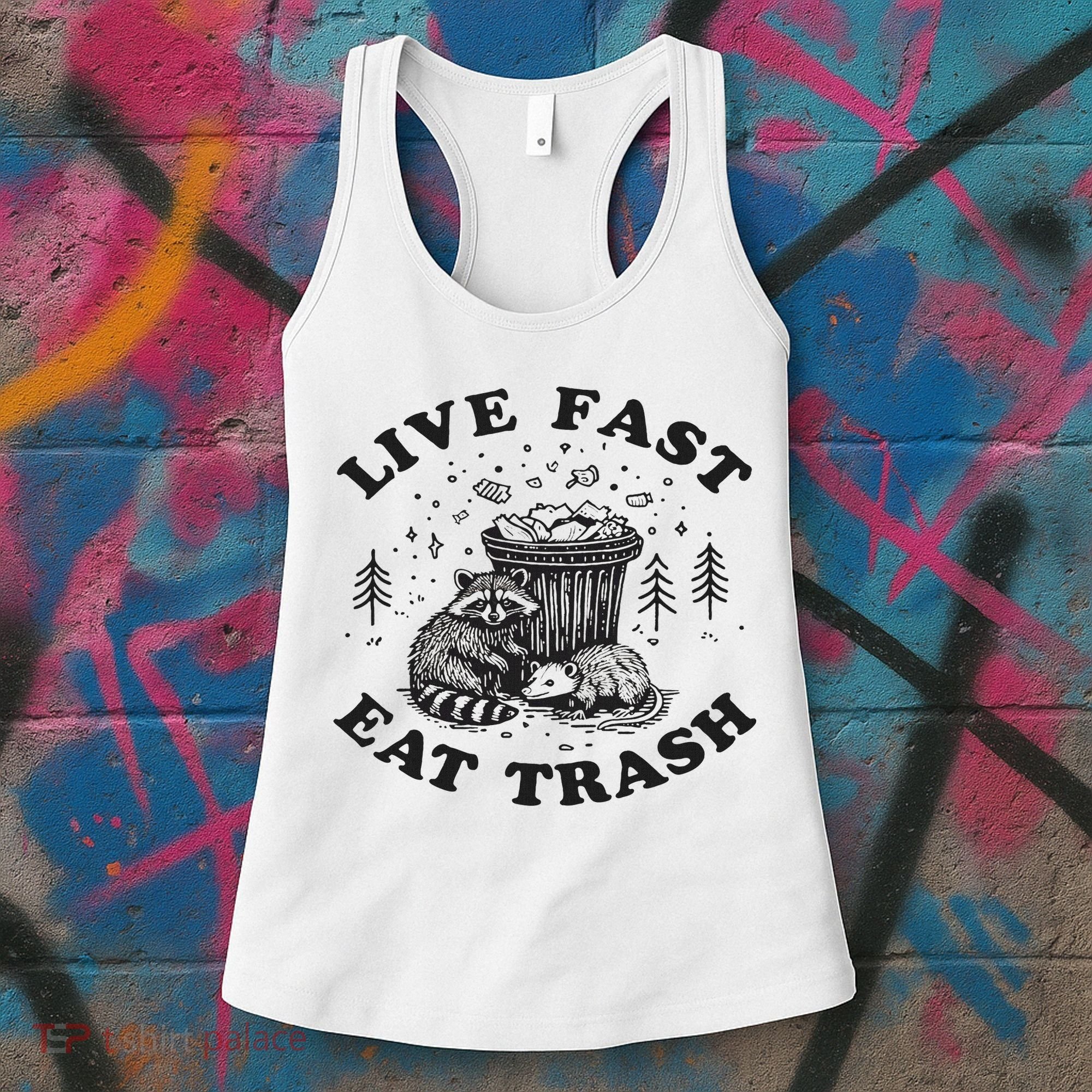 Live Fast Eat Trash Raccoon Possum Women's Tank Top