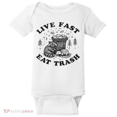 Live Fast Eat Trash Raccoon Possum Baby Bodysuit