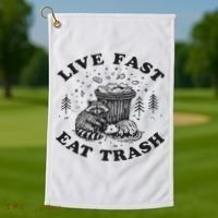 Live Fast Eat Trash Raccoon Possum Golf Towel thumb 1