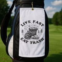 Live Fast Eat Trash Raccoon Possum Golf Towel thumb 2