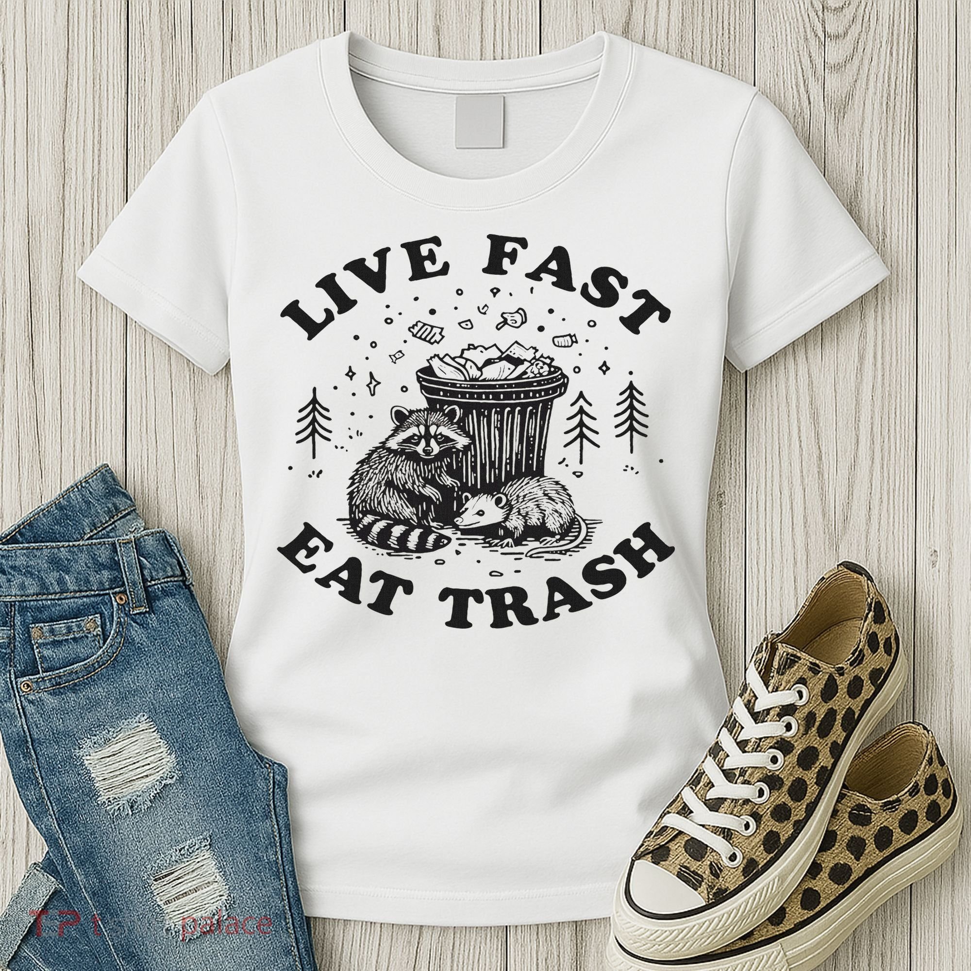 Live Fast Eat Trash Raccoon Possum Women's T-Shirt