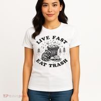 Live Fast Eat Trash Raccoon Possum Women's T-Shirt thumb 4